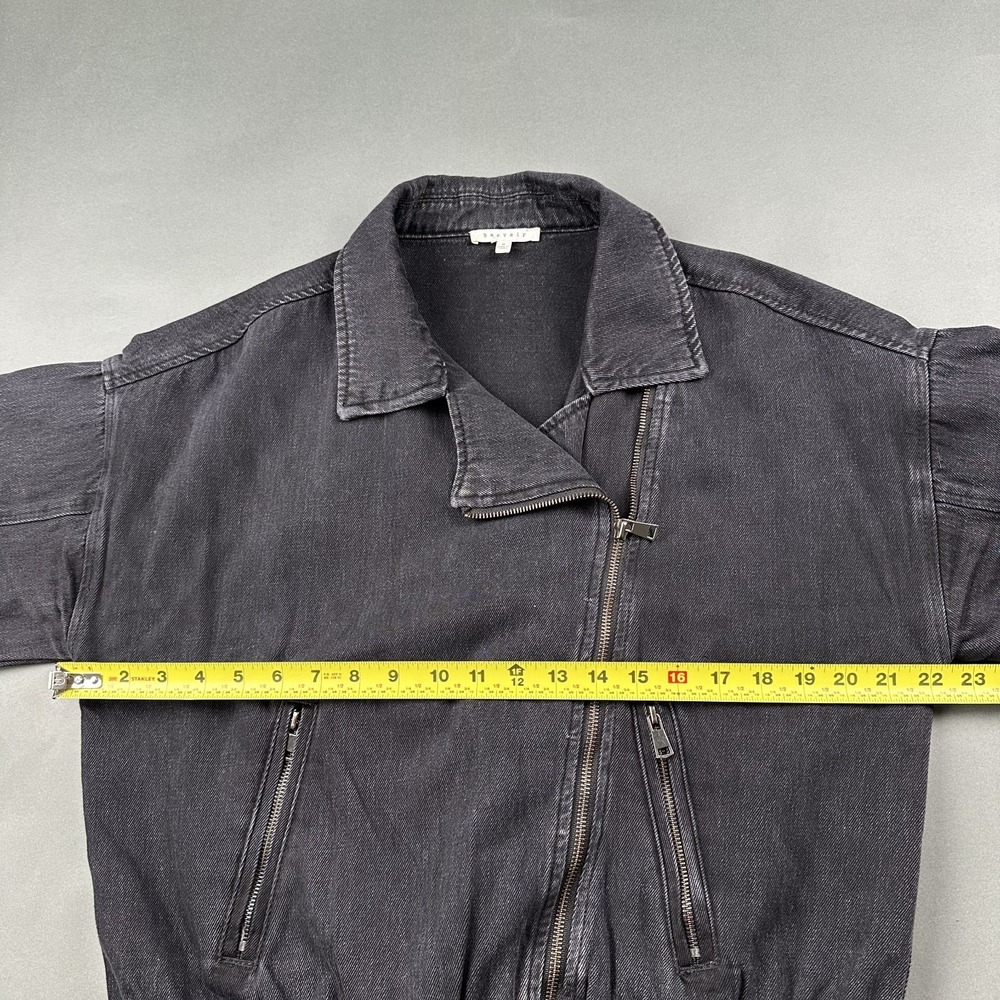 Baevely Böhme Women's Black Denim Light Wash Size Medium Collared Jacket - Picture 9 of 12